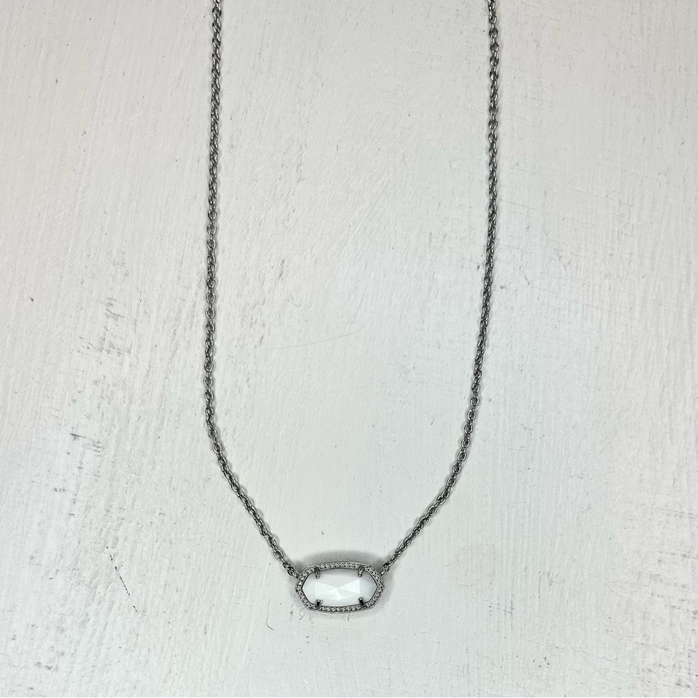 Authentic Kendra Scott Elisa Silver/White Pendant Necklace